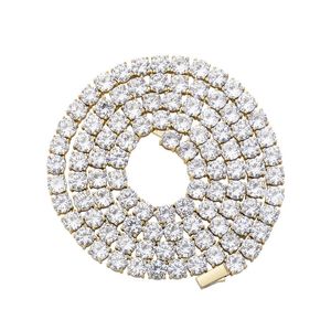 Iced Out 6mm CZ Tennis Chain Collane Spring Buckle Gold Silver Plated Mens Bling Jewelry Gift