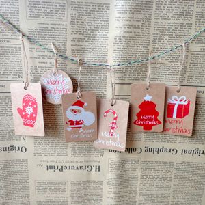 decorazioni buon regalo di natale etichette di carta kraft babbo natale di carta modifica di caduta fiocco di neve albero decorazione del partito fai da te etichetta regalo tag 4 5x7 cm