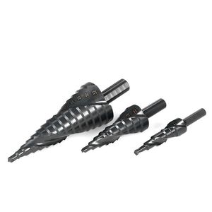 2022 New 3PCS 4-32 Black HSS Cobalt Step Drill Bit Nitrogen High Speed Steel Spiral For Metal Cone Triangle Shank Hole Cutter Plated Step Drill