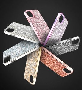 Cisty Bling Cell Phone Pose Cellow Glitter TPU + PC PC Rhinestone Cover Case dla iPhone'a XR x 11 12 13 14 Pro Max Samsung