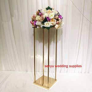 زفاف معدن الذهب اللون زهرة العمود حامل لحفل زفاف الجدول محور الديكور ترتيب الزهور ديكور senyu0011