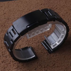 Cinturino in acciaio inossidabile cinturino 18mm 20mm 22mm cinturino a maglie solide cinturino per Smart Watch cinturino da polso in metallo nero opaco 155j