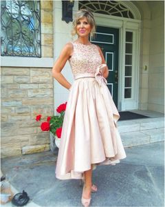 High Low Mother Of The Bride Dresses Jewel Draped Satin with Sash Wedding Guest Dress Mother Dresses Prom Dresses230k