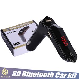 FM-sändare S9 Bil Bluetooth Kit FM Adapter med AUX Audio Player Bluetooth-handfree med USB-laddare med Retail Box
