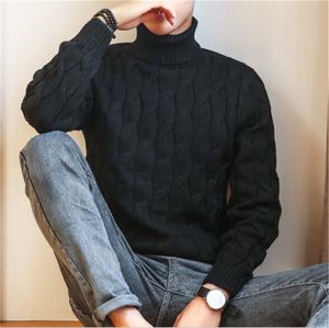 Fashion-2018 New Winter Pullover Men Sweater Coat Knitted Turtleneck Men Sweater Man Solid High Collar Mens Turtleneck Sweaters