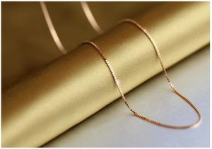 18K rose gold plated silver jewelry fashion wild tide 18inch 1mm rose gold box chain pendant retro minimalist accessories