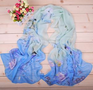 Primavera e outono moda mulheres lenços florais pega primrose chiffon cachecol 11 cores 50x160cm xaile por atacado