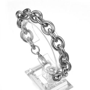 Huge heavy 15mm Silver 316L Stainless steel Rolo Oval Link Chain Bracelet bangle 8''-9.5'' Fashion mens boy jewelry