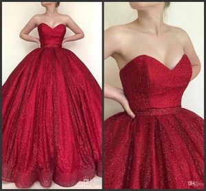 Sexy Elegant Red Sequined Ball Gown Quinceanera Dresses Sweetheart Sleeveless Open Back Sweet 16 Dress Party Prom Evening Gowns Custom Made