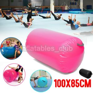 100*85 cm dia Uppblåsbar luftrulle för gymnastik 0,9 mm PVC Trampolin Yoga Roller för träning Hot Sale Air Barrel Cheerleading Gymnastik