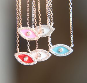 Оптово-925 серебра эмали зло ожерелья глаз милых девушек милого леди подарок ювелирное изделия Fine серебро турецких удачливы ювелирные изделия символа