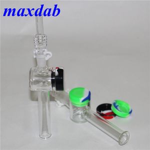 Cachimbo de vidro de vidro de 7,5 polegadas Bongo de néctar com 10 mm de 14 mm Dicas de quartzo Keck clipe 5ml Recipiente de silicone