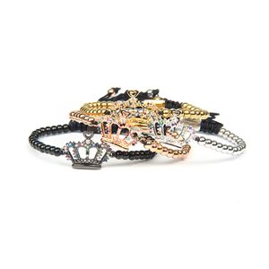 smycken kvinnor armband guld och silver multicolor CZ kronarmband 4 mm rostfritt stål smycken för par