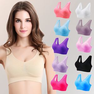 Commercio all'ingrosso Donna Seamless11 Colori Reggiseno sportivo morbido Yoga Fitness Stretch Allenamento Canotta Matrimonio Top Reggiseno imbottito senza cuciture