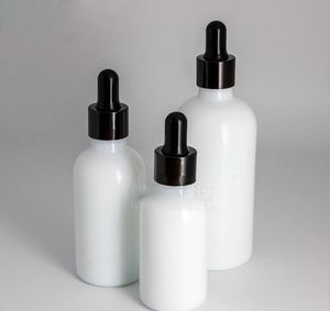 10ml 15ml 20ml 30ml 50ml 100ml Empty white porcelain glass dropper bottle cosmetics aromatherapy bottles with black cap