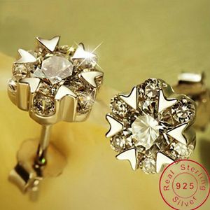 Choucong Gerçek 925 Ayar GümüşKadınlar küpe Elmas Parti Düğün Saplama Küpe kadınlar için Moda Yıldönümü Takı