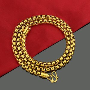 24 lång dominerande herrboxkedja 18k gult guldfylld hiphop mens halsband 8mm bred kedja födelsedagspresent3203
