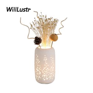 Creative Ceramic Vase Table Lamp Flower Arrangement Desk Light Hotel Cafe Study Living Room Bedside Modern Porcelain Lighting