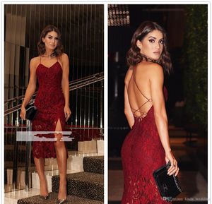 2019 Cheap Red Cocktail Dress Popular Spaghetti Straps Lace Short Semi Club Wear Homecoming Graduation Party Gown Plus Size Custom Make