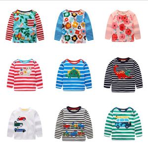 Märke Baby Shirts Broderade Barn T-shirts Långärmad Barn Tees Tecknad filmpojkar Sommar Barnkläder 24 Design DHW2721