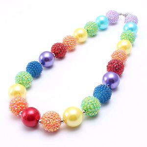 Rainbow Color Baby Kid Chunky Necklace Beautiful Design Girl Kids Bubblegum Chunky Bead Necklace Children Jewelry