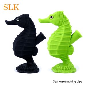 Smoking Blown Tobacco Hand Pipes with glass Bowl Unique design seahorse shape Silicone bongs Smoking Pieces beaker bong