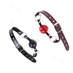 Craço escravo de escravidão Faux Leather Black/Red Bocal Gag Shining Leather Buckeld Strap Au876