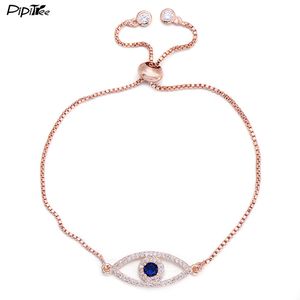 Charm Armbänder Pipitree Shiny Blue Zirkon Armband Femme Silber Gold Farbe Kupfer Kette Link Frauen Armreifen Schmuck