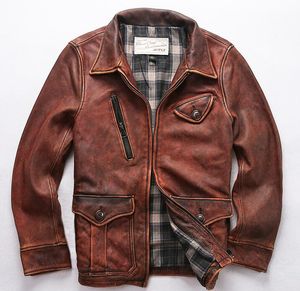 Giacca da strillone RRL in edizione limitata 1920 Giacca in pelle AVFLY giacche da corsa in vera pelle marrone rosso