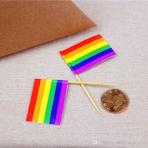 Gökkuşağı bayrağı kürdan 100 PC/Set Lezbiyen Gay Pride LGBT renkli bayrak kürdan çevre dostu ahşap banner meyve prod sopa bh2019 tqq