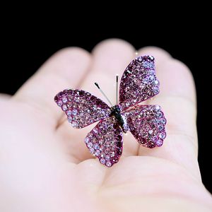Women Fashionable Zircon Crystal Butterfly Brooch Pins Corsage Girls High Quality Jewelry Accessories