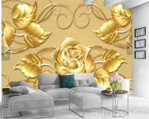 Роскошные 3D золотые обои золотая нежная роза настроить ваши любимые украшения интерьера шелковые росписи обои