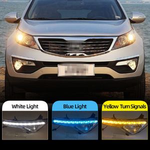 2PCS LED DRL Daytime Light Light dla Kia Sportage 2012 2012 2012 2014 2014 Lamp Mgły Lampa Światło dzienne z żółtym obracaniem