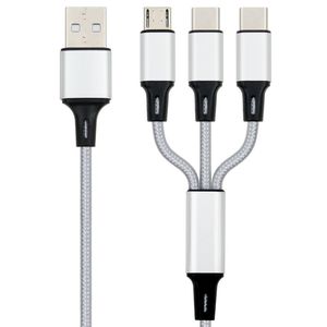 3 I 1 USB -kabel 3A Fast Charger Micro USB Type C laddningskablar för Huawei Xiaomi Samsung Android -telefoner