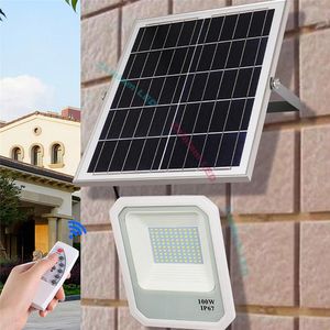 150w 100W 50W Holofote solar À Prova D 'Água IP66 Remoto Controle Remoto LED Street Luz de Inundação Ao Ar Livre Jardim Solar Jardim Iluminação de Gramado