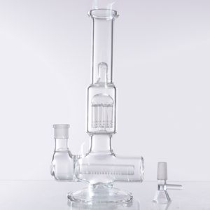 10 Inches Hookahs Double Filtering Clear Glass bong Inline Perc Mushroom Oil Rigs Recycler Smoking water pipe size with 14.4mm joint