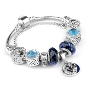 Bracciale con cordino a stella blu Modellazione delle stelle Perline La luna Ornamento pendente Accessori da donna Bracciale anti-radiazioni stile boemo