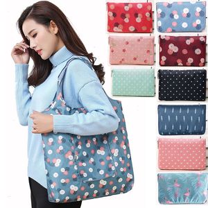 Fashion Eco friendly Printing Foldable Shopping Bag Tote Folding Pouch Handbags Convenient Large Capacity Storage Bags