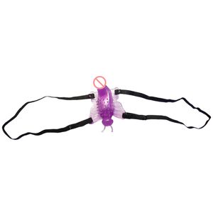 Vibratore realistico del dildo della farfalla di Strapon per le donne Massaggio vaginale Stimolatore del punto G Masturbazione femminile Giocattoli del sesso