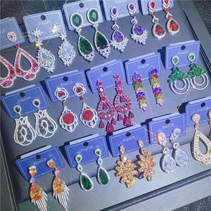 Lüks Küpe 925 Gümüş Pin Saçak Küpe Büyük Püskül Kristal Dangle Mix Parti Küpe Kadınlar Için Quilling Düğün Takı DHL