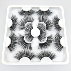 7 pares de 25mm cílios 100% cílios de visão mink cílios Natural Volume Dramático Falso Eyelashes Extensão