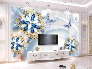 Wunderschöne Fotos großhandel-Edel und herrlich europäische Blumen D Luxus Tapeten Fototapeten Wohnzimmer TV Sofa Hotel Hintergrund Wand Papier Ausgangsdekor