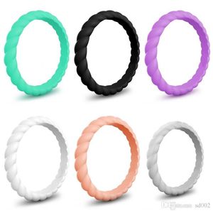 Anello in silicone Twist Braid Colori puri Anelli di movimento Fidanzamento di nozze Suplies classici Gioielli da donna Favore di partito 3mm 0 2ns E1