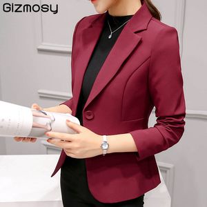 2019 Sonbahar 6 Renkler Slim Fit Blazer Kadın Ceketler Bir Düğme Ofis Çalışma Blazer Uzun Kollu Kıyafetler Mont Casual Suit Ceket