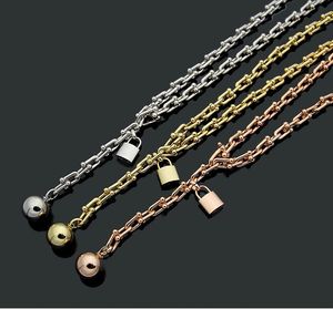 Letter U-shaped chain necklace lock steel ball necklace rose gold ladies necklace full chain length about 50cm