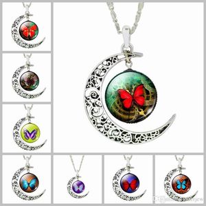 Moon Necklace Galaxy Planet Glass Cabochon Picture Silver Half Statement Chain Choker Necklaces & Pendants