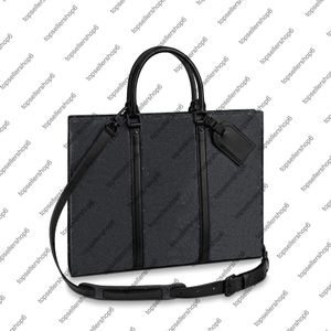 M45265 SAC PLAT HORIZ CARTEIRA Homens Eclipse Lona Bolsa com estampa de carta Pasta de couro pasta pasta maleta Bolsa de mão Bolsa de ombro