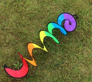 Outdoors Rainbow Spiral Windmill Windsock Garden Decorate Durable Rotate Portable Wind Spinner Coloured Ribbon Knitting Folding