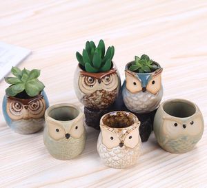 Vasos de flores em forma de coruja de cerâmica para carnuda planta estilo animal plantador de jardim de casa decoração de escritório