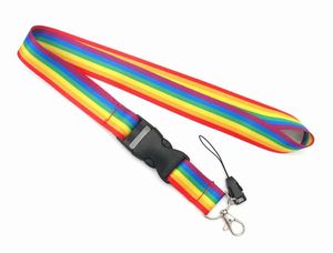 10st Rainbow Mobiltelefonremsor Neck Lanyards för nycklar ID-kort Mobiler Telefon USB Hållare Häng Rope WebBing Partihandel Sportstil